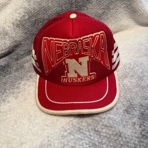 Nebraska Huskers Trucker Snapback Cap Red with 3 White Stripes